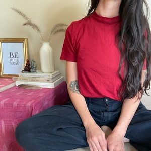 Anthropologie Cotton Mock Turtleneck Tee